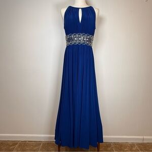 R&M Richards Embellished Waist Gathered Halter Dress Women’s Size 8 Petite